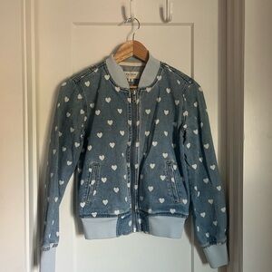 Heart Patterned PacSun Denim Bomber Jacket